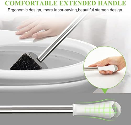 AONEZ Compact Toilet Brush Holder with Stainless Steel Handle