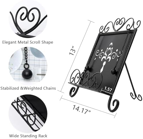 Antique Metal Cookbook Stand with Adjustable Arm