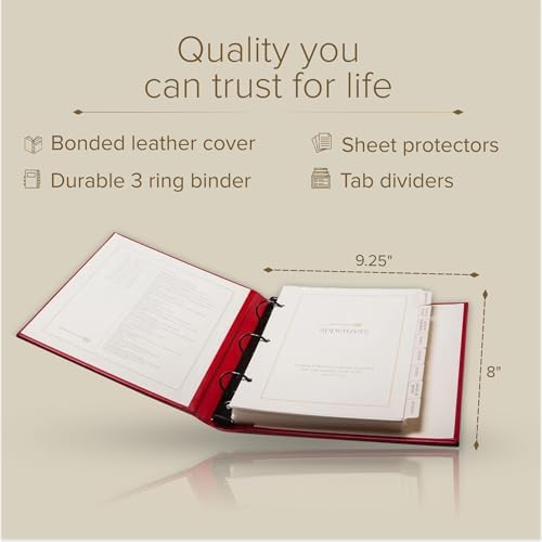 Gallery Leather Recipe Book - 3 Ring Binder with Plastic Sleeves