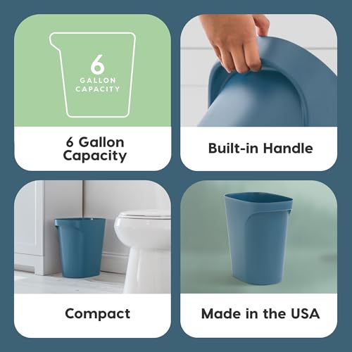 IRIS USA 6 Gallon Trash Can 3-Pack Navy Eco Friendly