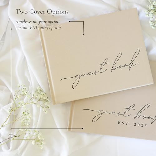 Personalized 2025 Wedding Guest Book - Linen Photo Book with 100 Pages