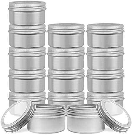15 Pack 4oz Aluminum Round Tins with Clear Tops
