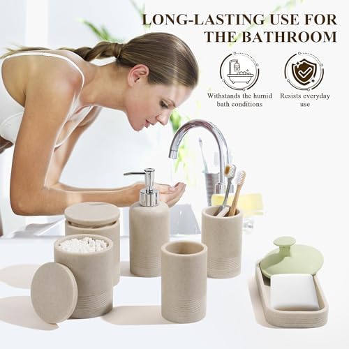 Modern Bathroom Accessory Set 6 Piece Beige
