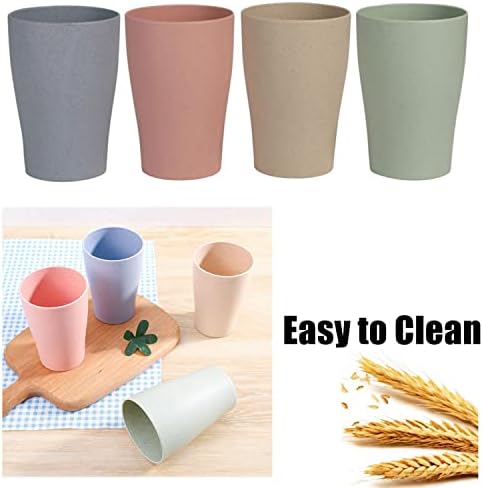 CAMBUY Wheat Straw Cup Set 4 Pc 15Oz Reusable and Unbreakable