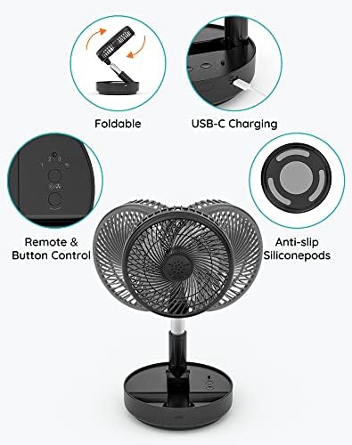 Primevolve Portable Oscillating Fan with USB and Remote 77 Inch Black