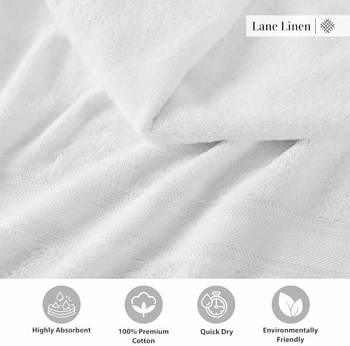 Lane Linen Luxury Bath Towel Set 3 Piece White