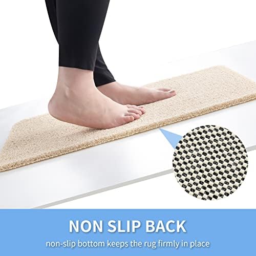 Non Slip Bathtub Mat with Foot Scrubber Beige 24x16 Inch