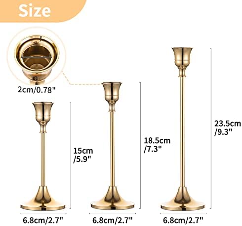 NUPTIO Brass Gold Candlestick Holder Set of 3