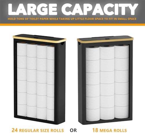 SpaceAid Extra Large Toilet Paper Storage with Lid Black