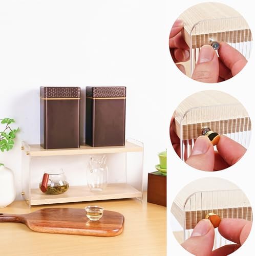 Coffee Counter Organizer with 2 Tiers and Mug Hooks