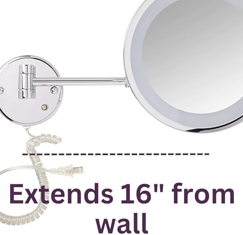 JERDON 5X Magnification Wall-Mount Makeup Mirror