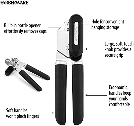 Farberware Pro Soft Knob Can Opener and Bottle Opener Black