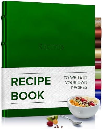 Gallery Leather Recipe Holder - 3 Ring Binder With Sleeves Ivory Cards