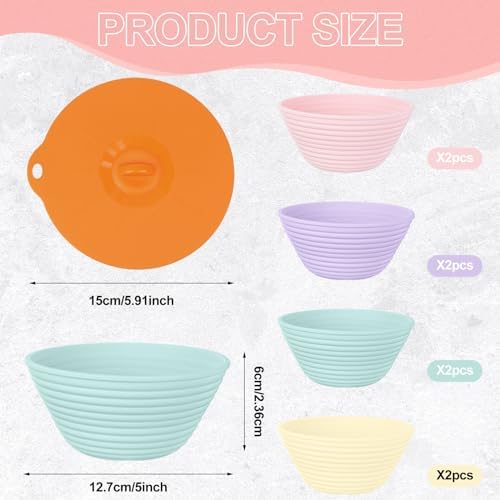 16 Pcs Mini Silicone Bread Proofing Baskets with Lids