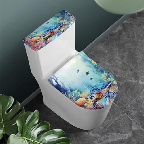 Sea Turtle Toilet Seat Cover and Tank Lid Cover 2 Set