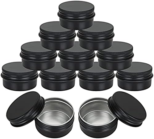 Acrux7 50 Pack 1oz Black Aluminum Tins with Lids