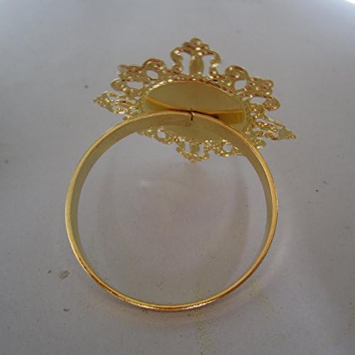 Tangpan 10pcs Gold Light Napkin Rings with Rhinestones Shiny Green
