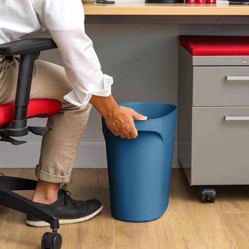 IRIS USA 6 Gallon Trash Can 3-Pack Navy Eco Friendly