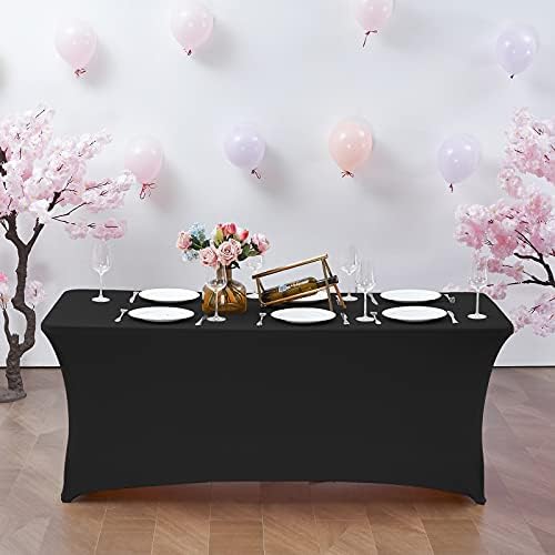 CWK 6FT Waterproof Stretch Spandex Table Cover Black