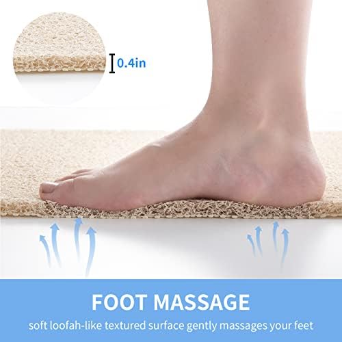 Non Slip Bathtub Mat with Foot Scrubber Beige 24x16 Inch