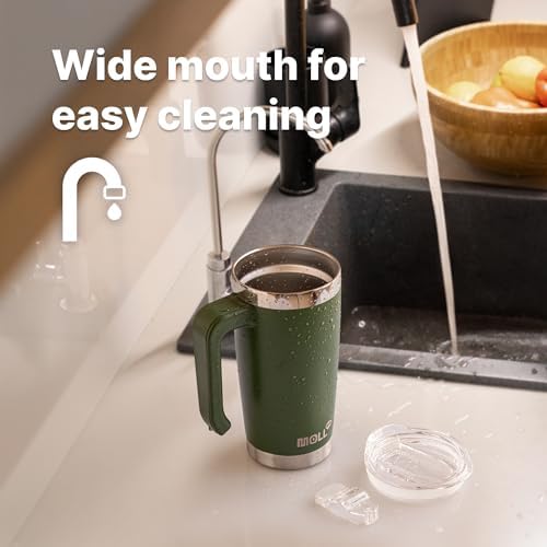 20 oz Travel Coffee Mug with Handle and Leakproof Lid