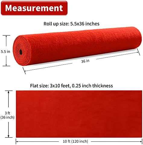 HOMBYS Extra Thick Red Carpet Runner 3x10 ft