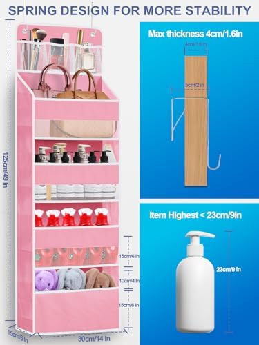 2 Pack Over Door Organizer with Clear Window and 4 Large Pockets