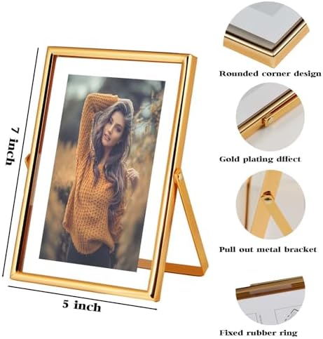 Xinkerco 5x7 Floating Gold Picture Frame 2 Pack