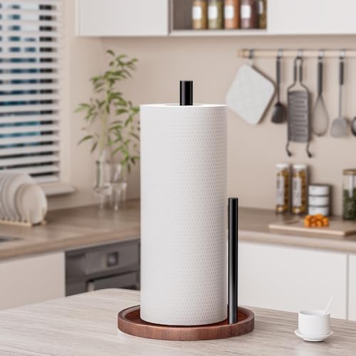 Wooden Paper Towel Holder with Stainless Steel Rods