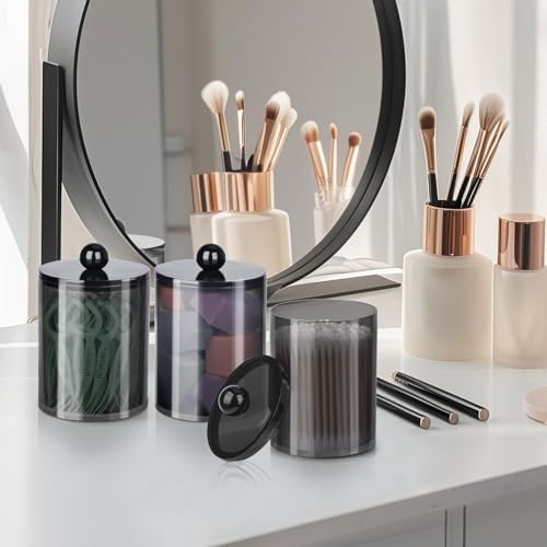 2 Pack Qtip Holder Canister Apothecary Jar Set for Cotton Swabs