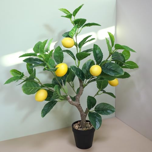 21 Inch Artificial Lemon Tree Potted Plant with Black Pot