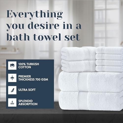 White Classic Luxury White Towel Set of 8