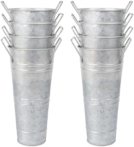 8pcs 10 Inch Silver Galvanized Flower Bucket Set