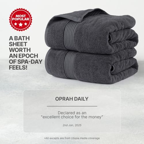 Utopia Towels Extra Large Bath Sheets 2 Pack Grey
