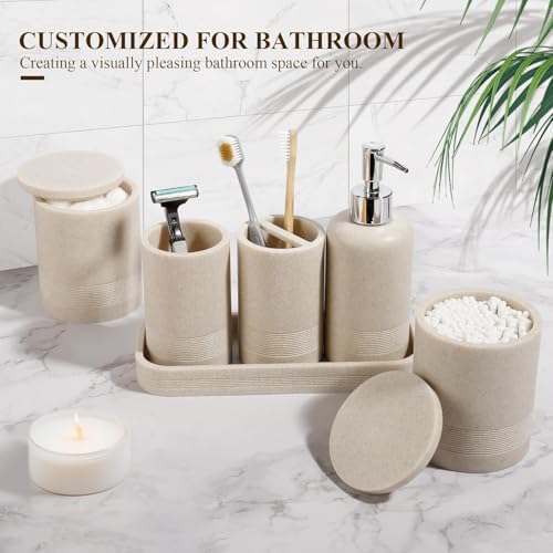 Modern Bathroom Accessory Set 6 Piece Beige