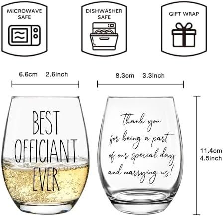 Wedding Officiant Wine Glass Gift Bag Set