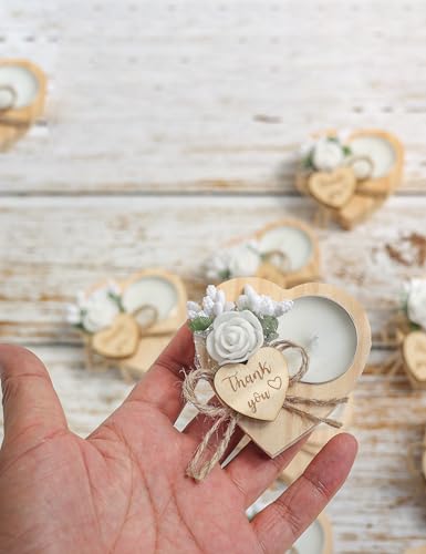 Wooden Tea Light Set with Heart Candle Holders 50 Pieces
