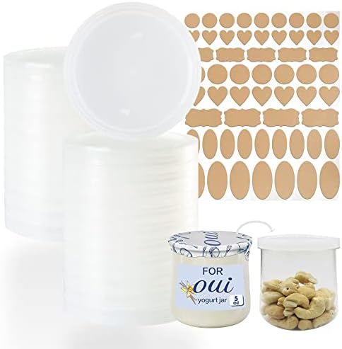 Clear Plastic Yogurt Jar Lids - 28 Pack for Oui Jars