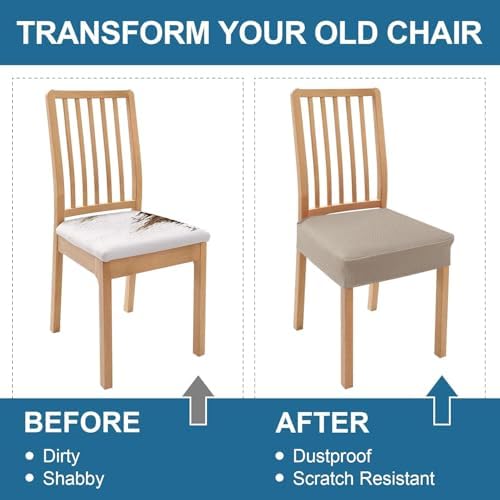 Smiry Waterproof Dining Chair Covers Set of 4 Taupe