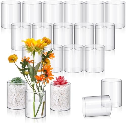Vesici 20 Pcs Plastic Cylinder Vase 4 Inch