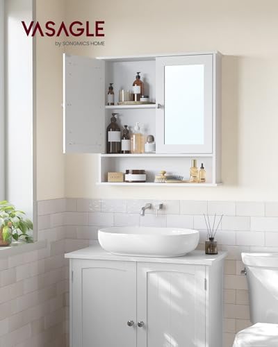 VASAGLE Wall Mounted Bathroom Cabinet with Mirror Doors