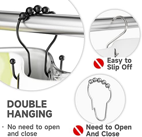 Double Shower Hooks for Curtain Liner and Curtain