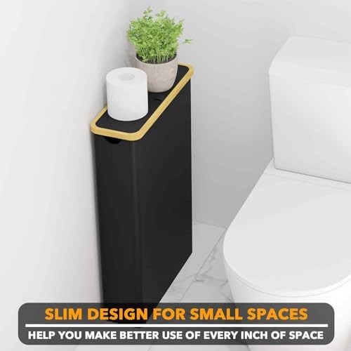SpaceAid Extra Large Toilet Paper Storage with Lid Black