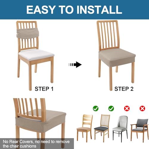 Smiry Waterproof Dining Chair Covers Set of 4 Taupe