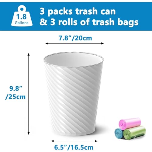 Lysam 3 Pack 18 Gallon Small Trash Can with Bags