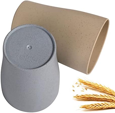 CAMBUY Wheat Straw Cup Set 4 Pc 15Oz Reusable and Unbreakable