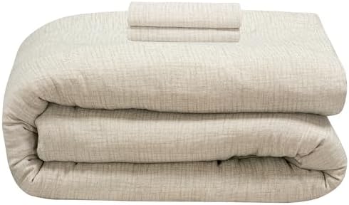 ROYALE LINENS Natural Duvet Cover Full Queen 3 Piece Set