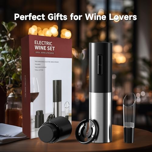 Electric Wine Opener with Air Pump and Foil Cutter 4PCS Set