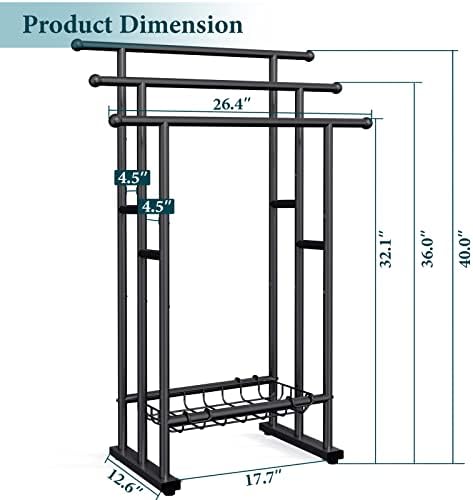 Kayfia 40 Inch Free Standing Towel Rack 3 Tier with Basket Black