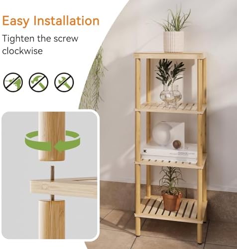 AmazerBath Bamboo 4-Tier Shelf Space Saver for Bathroom Kitchen Living Room